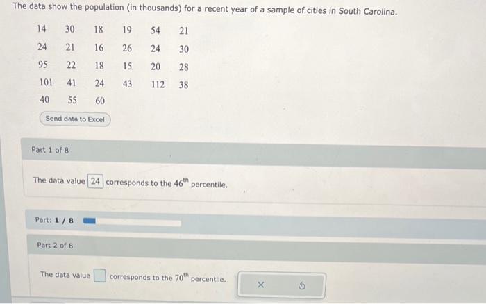 Solved The Data Value Corresponds To The 46th Percentile Chegg