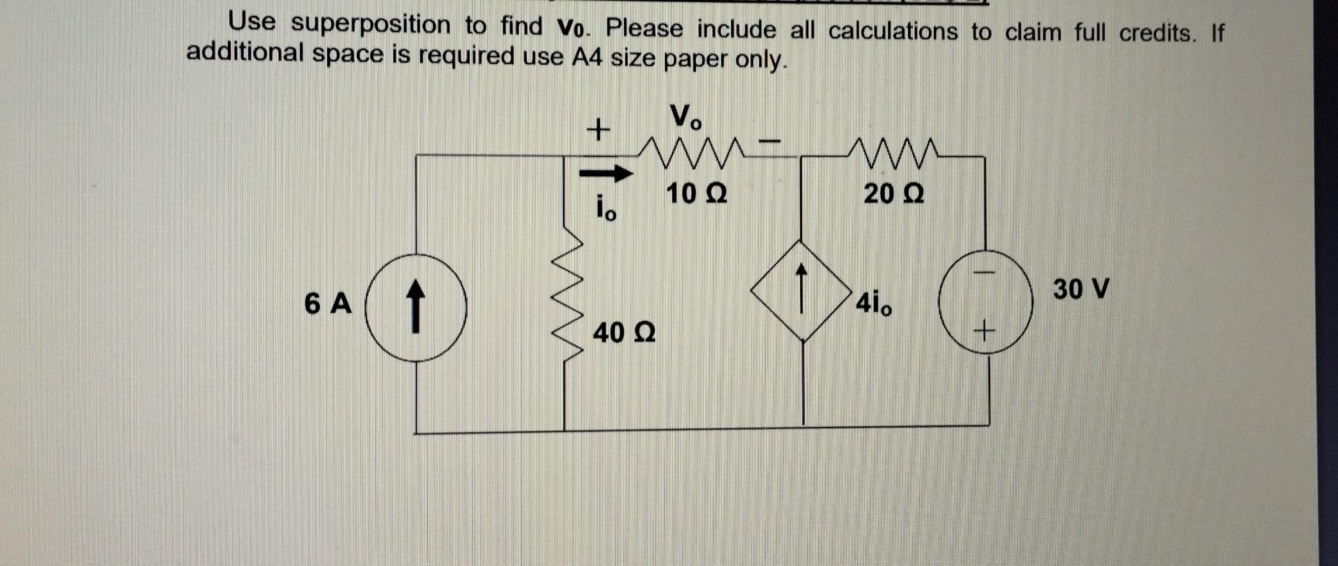 Solved Use Superposition To Find V Please Include All Chegg