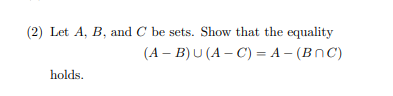 Solved 2 Let A B And C Be Sets Show That The Chegg