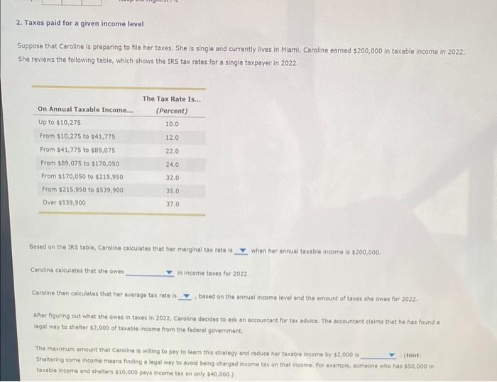 Solved Taxes Paid For A Given Income Level Suppose That Chegg