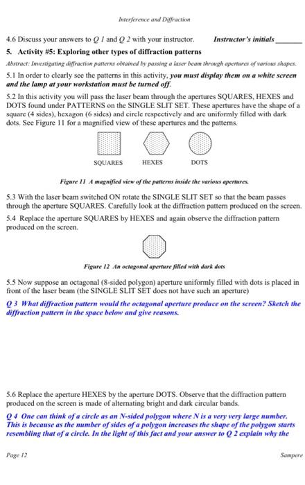 Phy Lab Interference And Diffraction Patterns Chegg