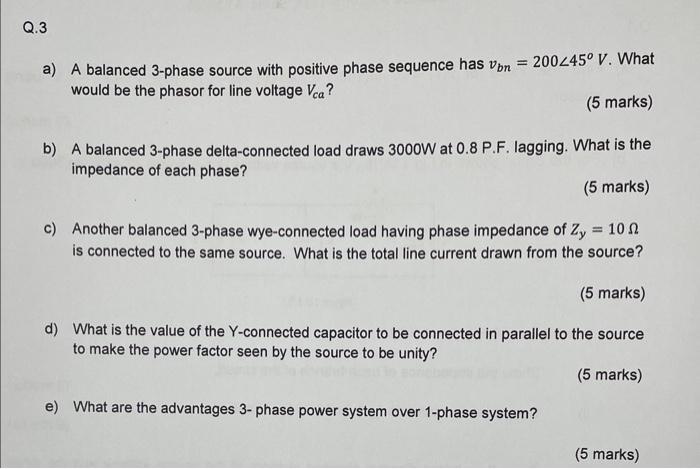 Solved A A Balanced Phase Source With Positive Phase Chegg