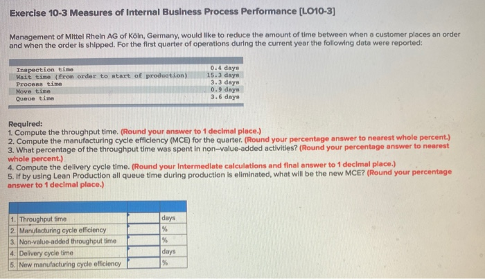 Solved Exercise 10 3 Measures Of Internal Business Process Chegg