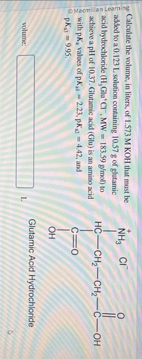 Solved Calculate The Volume In Liters Of 1 573 Mat