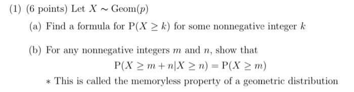 Solved Points Let X Geom P A Find A Formula For Chegg