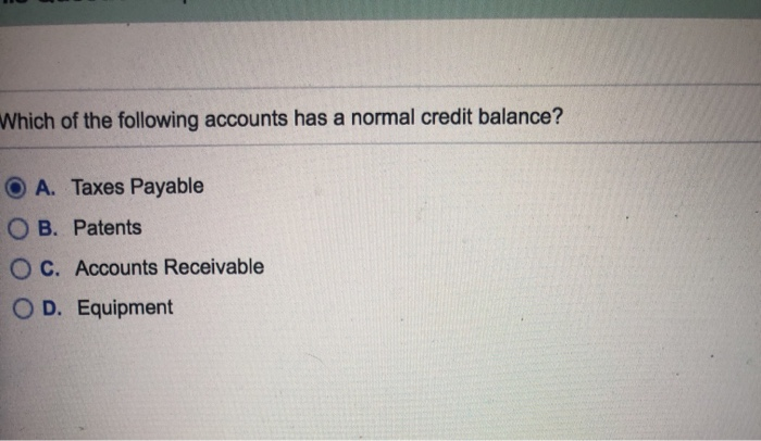 Solved Which Of The Following Accounts Has A Normal Credit Chegg