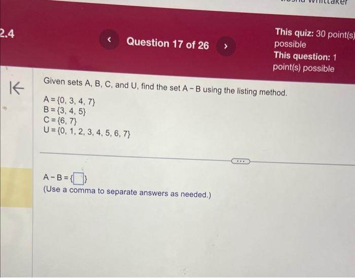 Solved This Quiz 30 Point S Possible This Question 1 Chegg