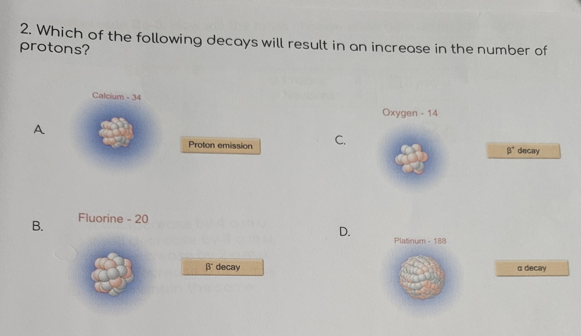 Solved Which Of The Following Decays Will Result In An Chegg