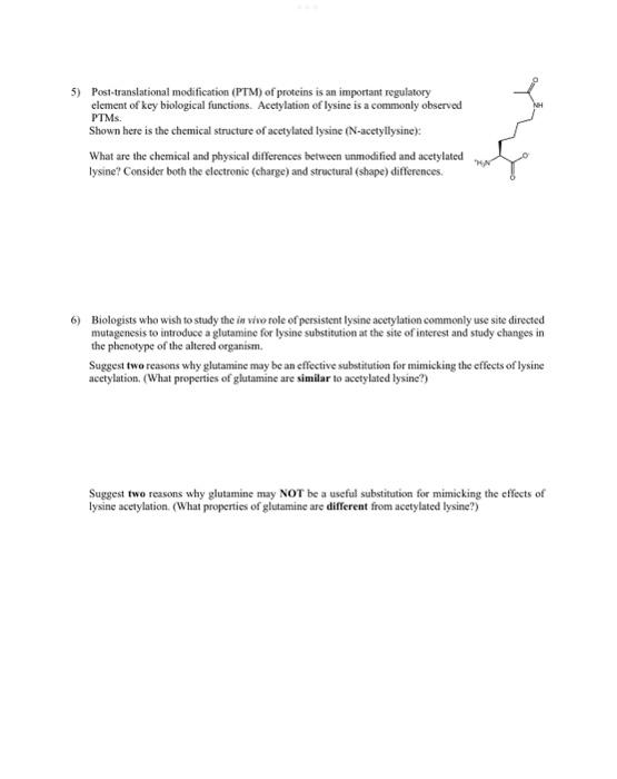 Solved Post Translational Modification Ptm Of Proteins Chegg