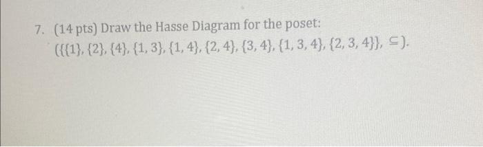 Solved 7 14 Pts Draw The Hasse Diagram For The Poset Chegg