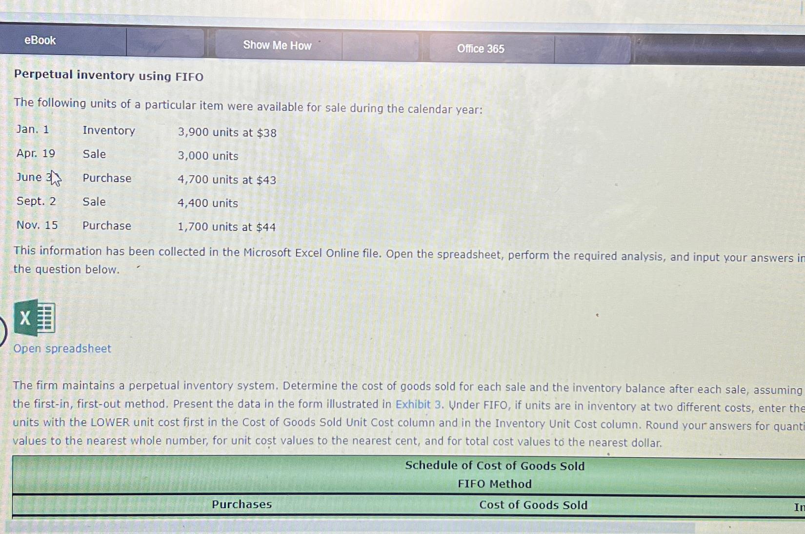 Solved EBookShow Me HowOfice 365Perpetual Inventory Using Chegg