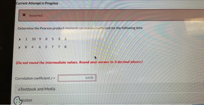 Solved Current Attempt In Progress Incorrect Determine Chegg