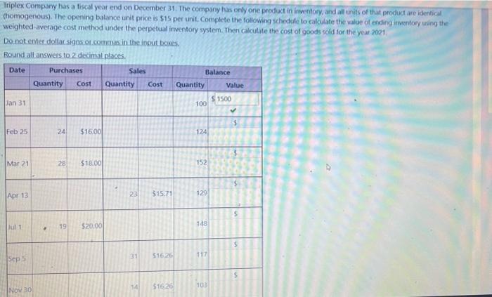 Solved Triplex Compary Has A Fiscal Year End On December Chegg