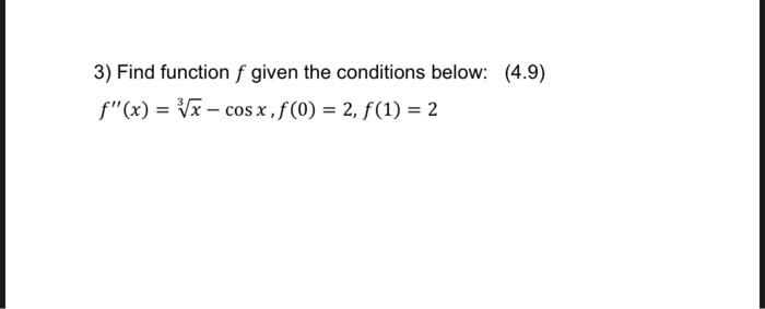 Solved Find Function F Given The Conditions Below Chegg