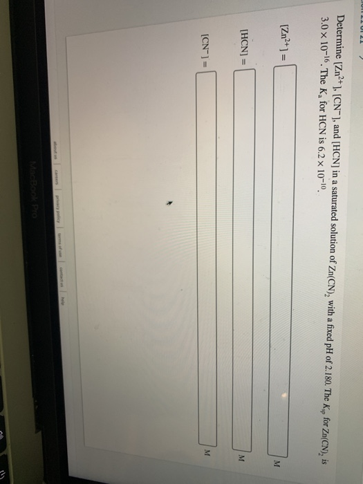 Solved Ll Determine Zn Cn And Hcn In A Saturated Chegg