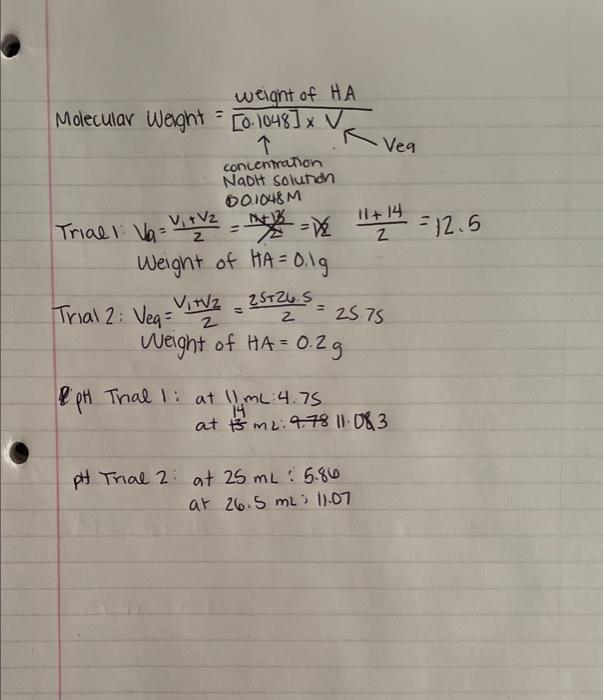 Solved Given The Two Trials Of Titration For The Same Chegg