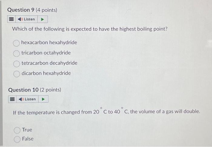 Solved Which Of The Following Is Expected To Have The Chegg