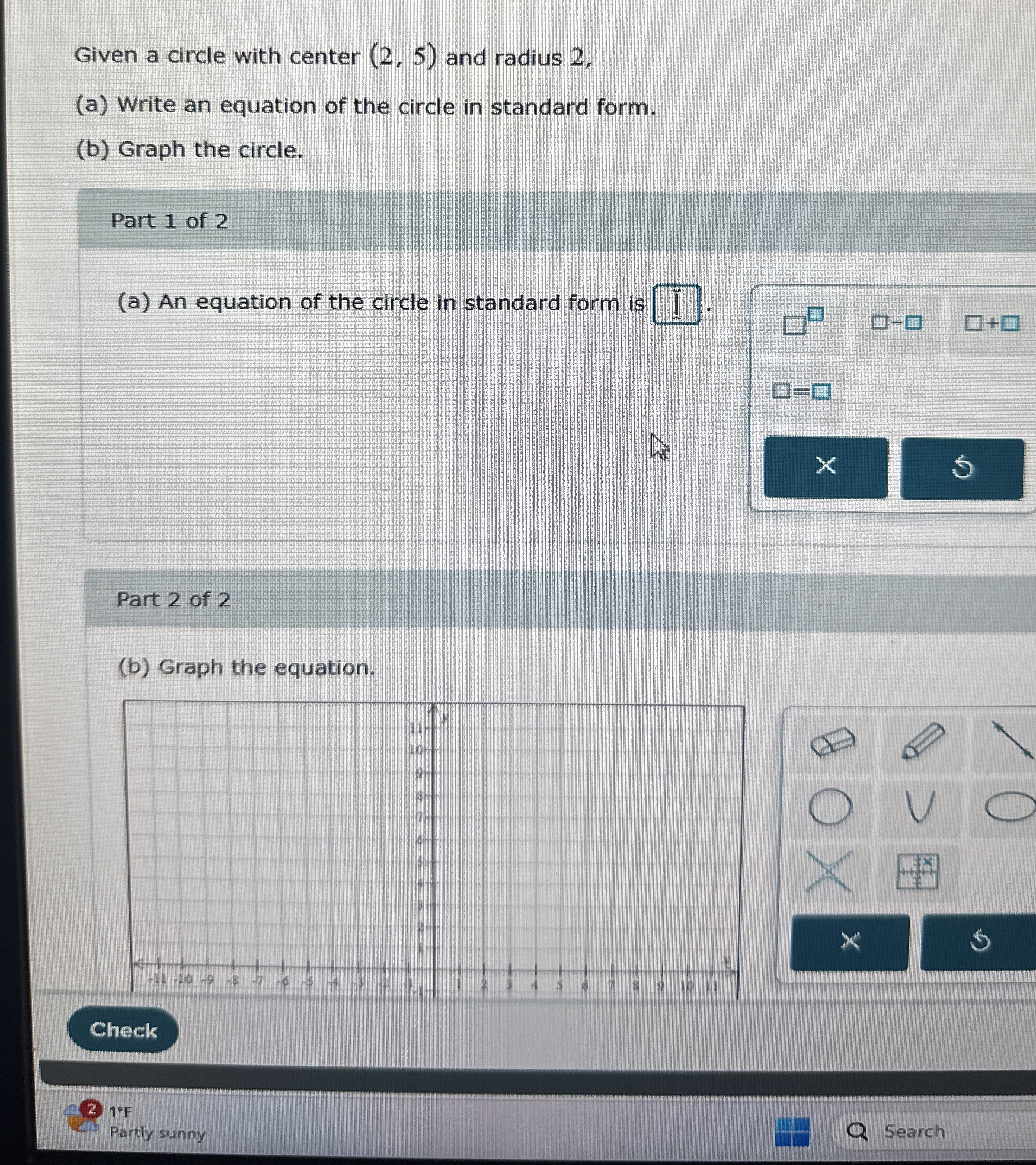 Solved Given A Circle With Center And Radius A Chegg