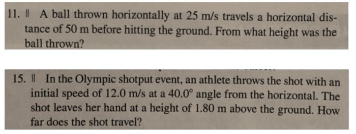 Solved A Ball Thrown Horizontally At M S Travels A Chegg