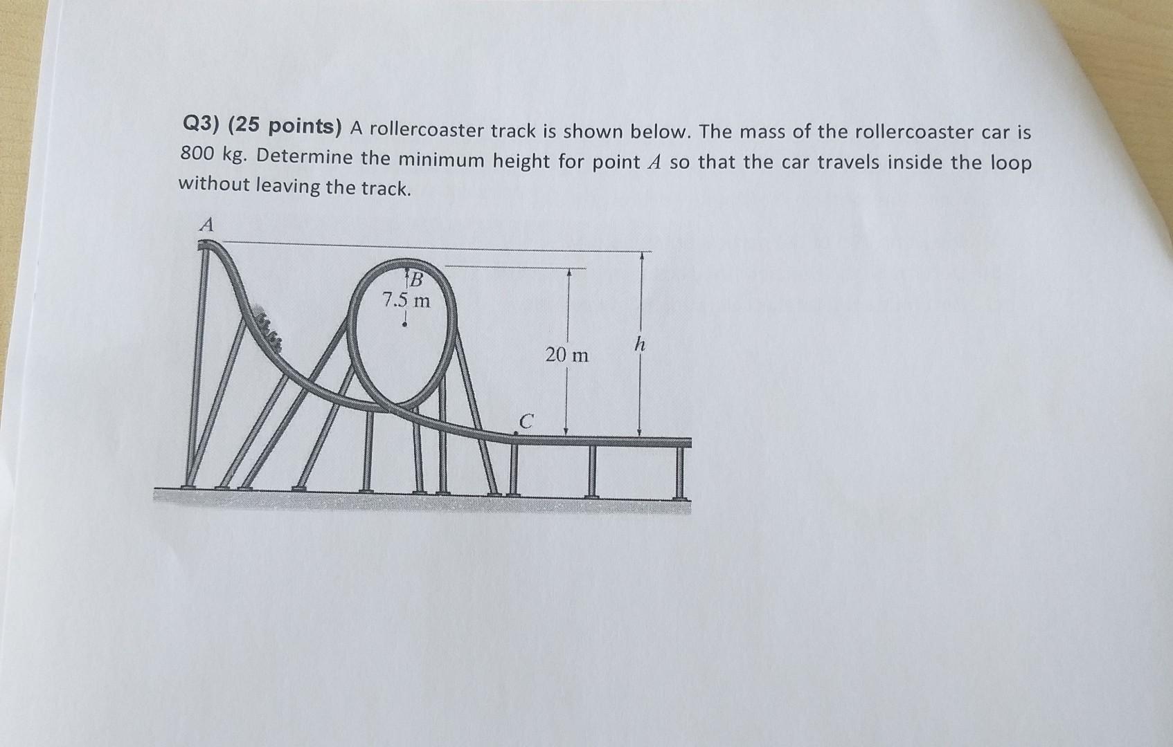 Solved Q Points A Rollercoaster Track Is Shown Below Chegg