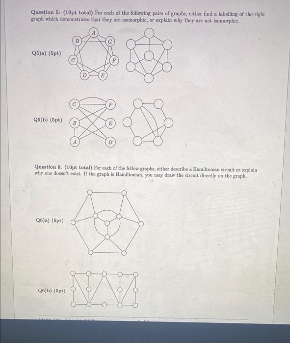 Solved Question Pt Total For Each Of The Following Chegg