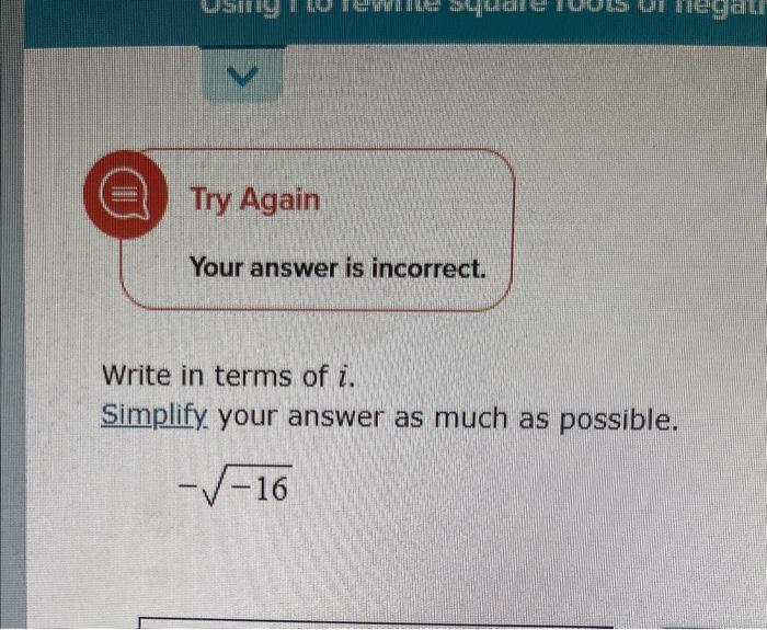 Solved Try Again Your Answer Is Incorrect Write In Terms Of Chegg