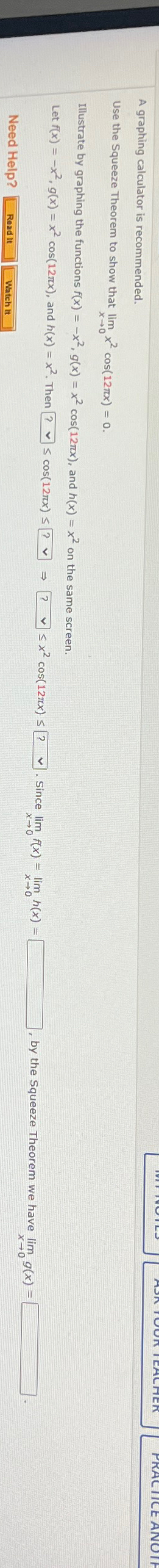 Solved A Graphing Calculator Is Recommended Use The Squeeze Chegg