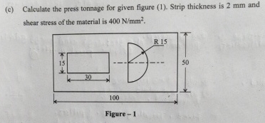 Solved C Calculate The Press Tonnage For Given Figure Chegg