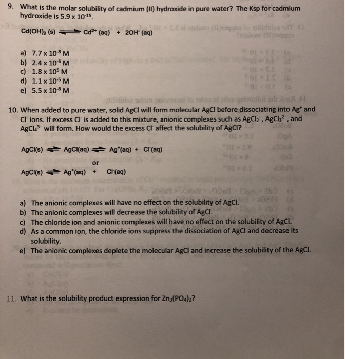 Solved What Is The Molar Solubility Of Cadmium Ii Chegg