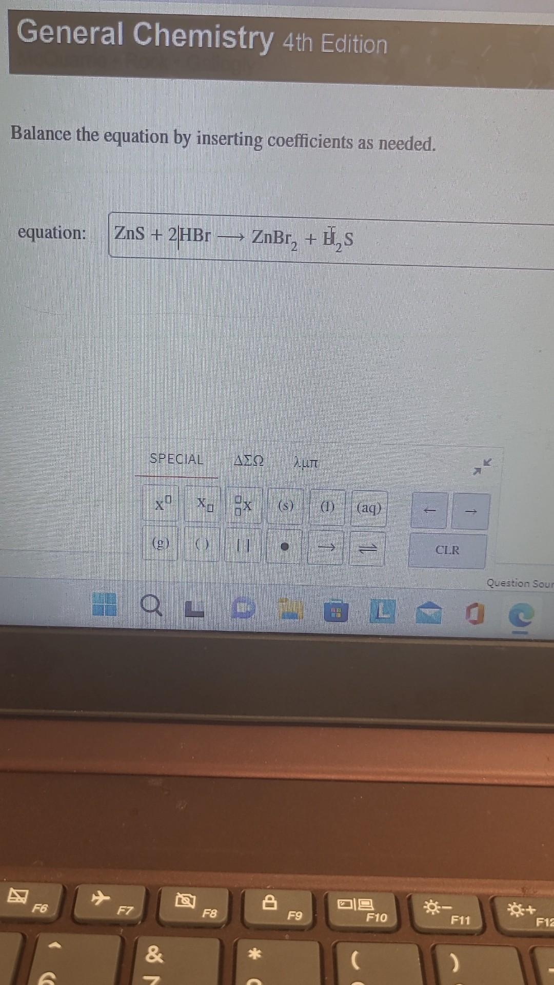 Solved General Chemistry 4th Edition Balance The Equation By Chegg