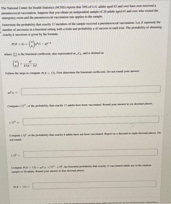 Solved The National Center For Health Statistics NCHS Chegg