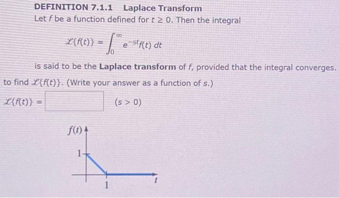 Solved Definition Laplace Transform Let F Be A Chegg