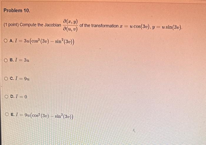 Solved Point Compute The Jacobian U V X Y Of The Chegg