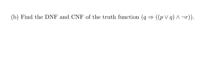 Solved B Find The DNF And CNF Of The Truth Function Q Chegg