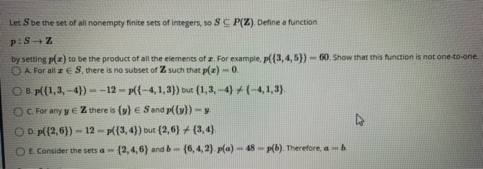 Solved Let S Be The Set Of All Nonempty Finite Sets Of Chegg