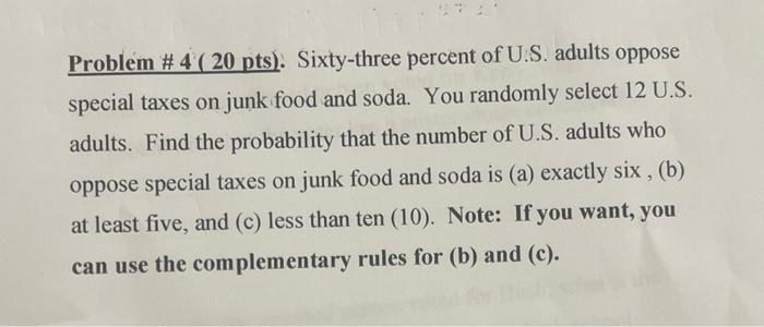 Solved Problem Pts Sixty Three Percent Of U S Chegg