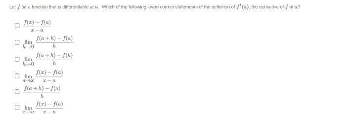 Solved Let F Be A Function That Is Differentiable At A Chegg