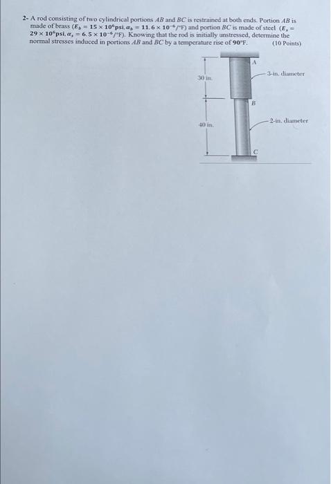 Solved 2 A Rod Consisting Of Two Cylindrical Portions AB Chegg