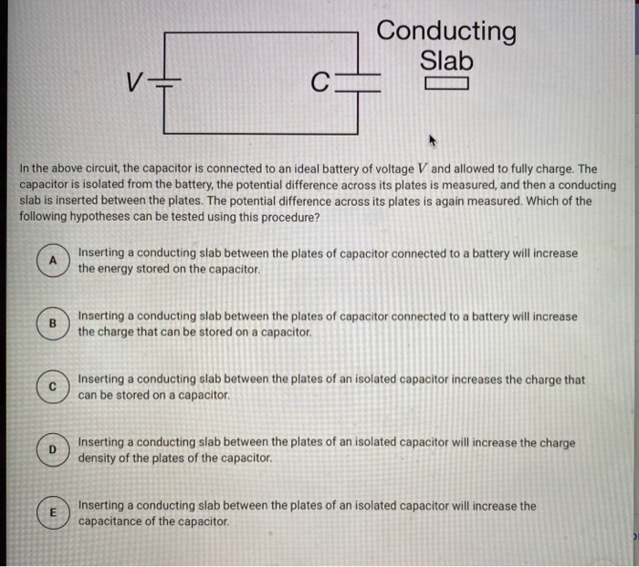 Solved Conducting Slab Cl In The Above Circuit The Chegg