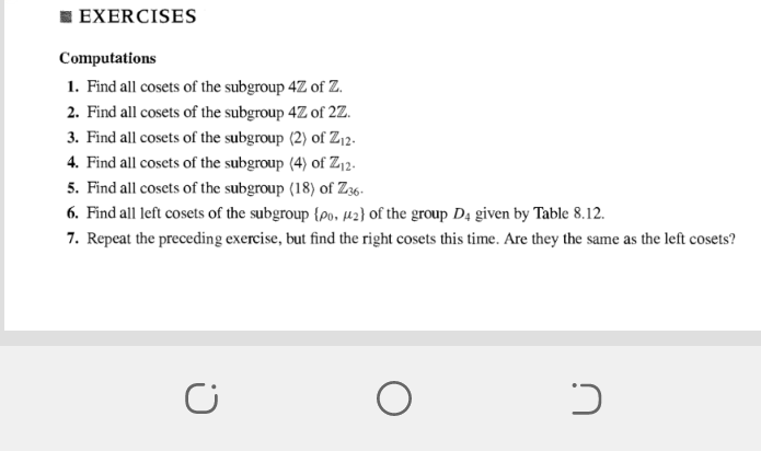 Solved Computations Find All Cosets Of The Subgroup Z Of Chegg