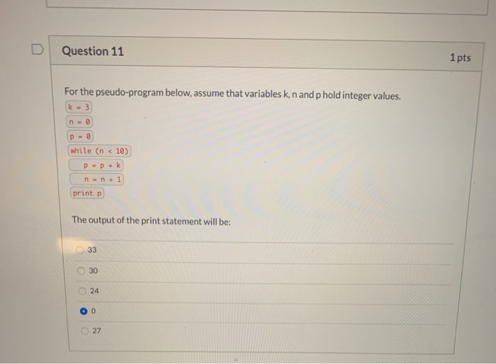 Solved Question For The Pseudo Program Below Assume That Chegg