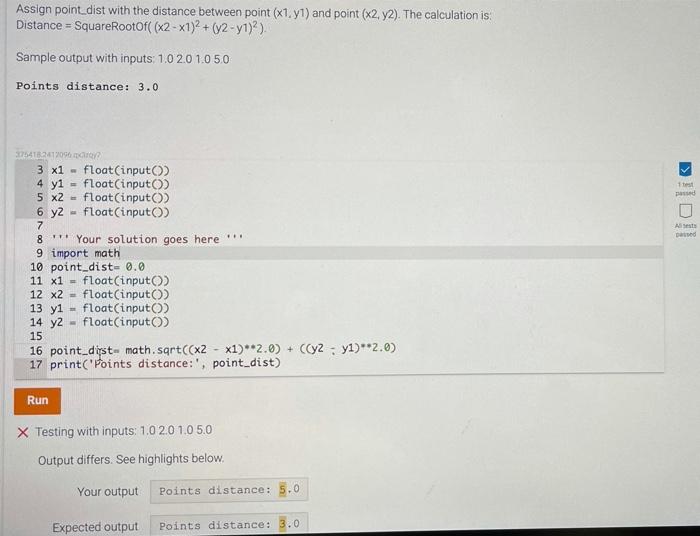 Solved Assign Point Dist With The Distance Between Point Chegg