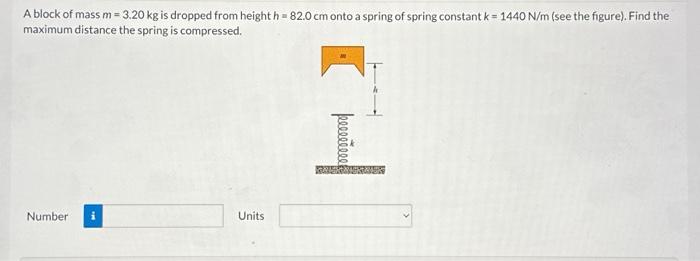 Solved A Block Of Mass M 3 20 Kg Is Dropped From Height Chegg