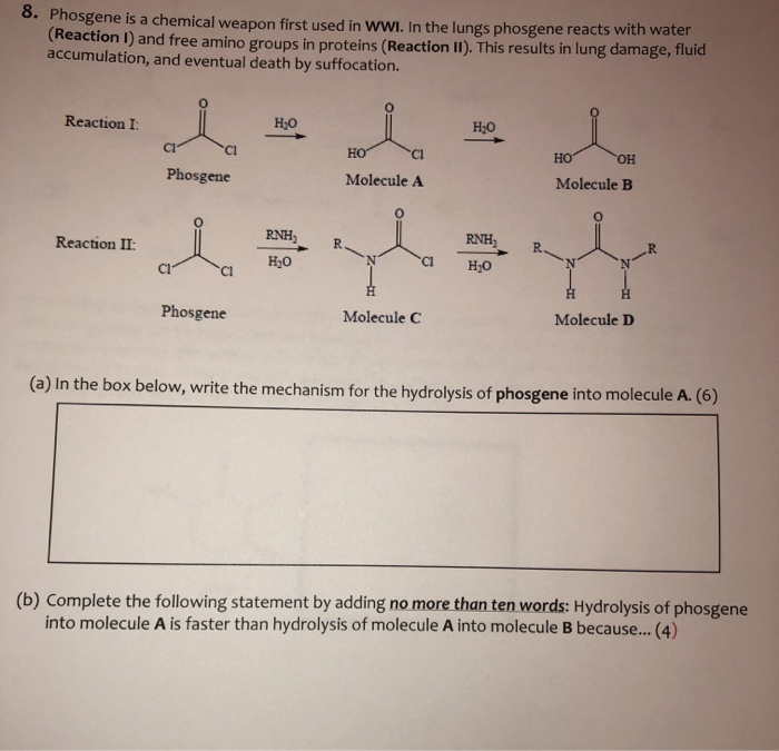 Solved Phosgene Is A Chemical Weapon First Used In Wwi Chegg