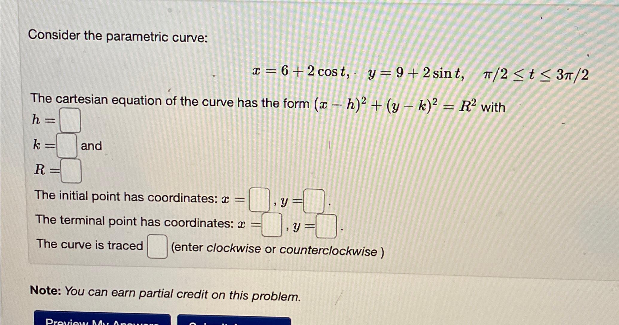 Solved Consider The Parametric Chegg