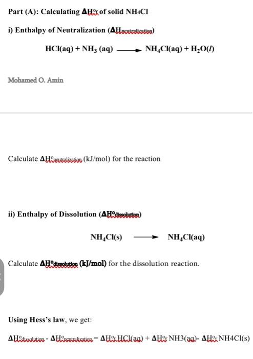 Solved Data Mass Of Nh Cl G Mass Of Nh No G Chegg