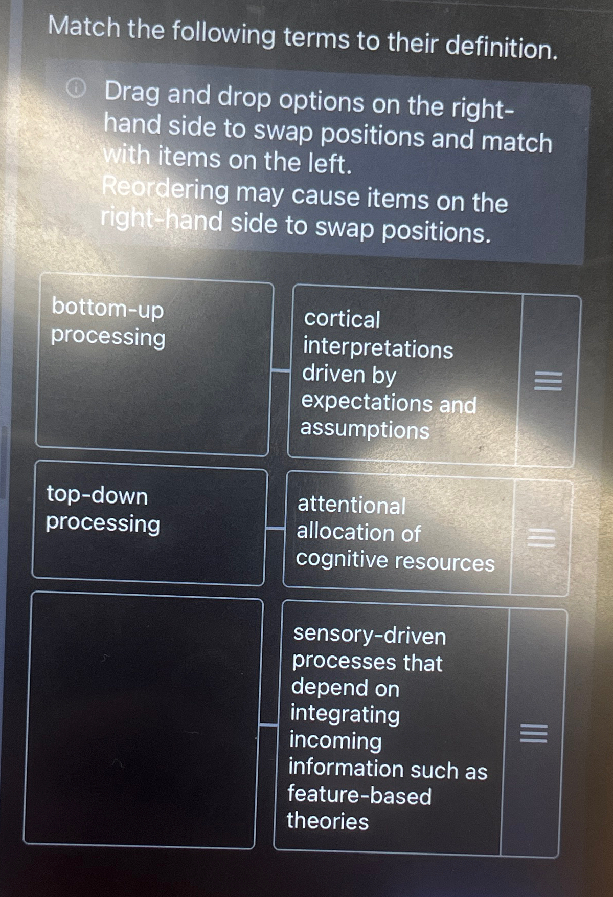 Solved Match The Following Terms To Their Definition Drag Chegg