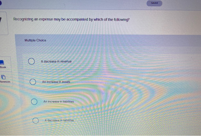 Solved Saved Recognizing An Expense May Be Accompanied By Chegg