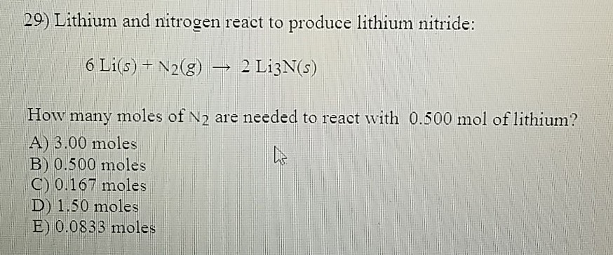 Solved Lithium And Nitrogen React To Produce Lithium Chegg