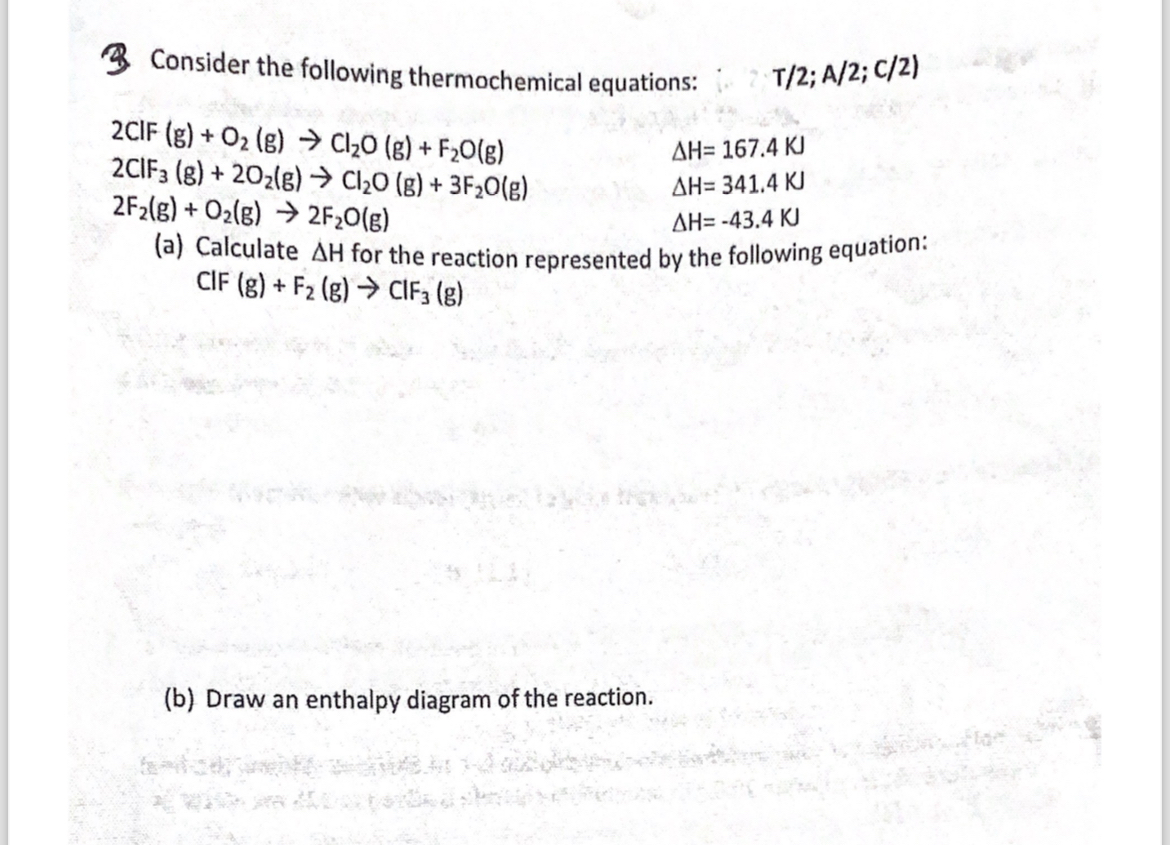 Consider The Following Thermochemical Equations Chegg